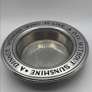 Vintage Wilton Armetale Pewter Wine Bottle Coaster - Sunshine Quote